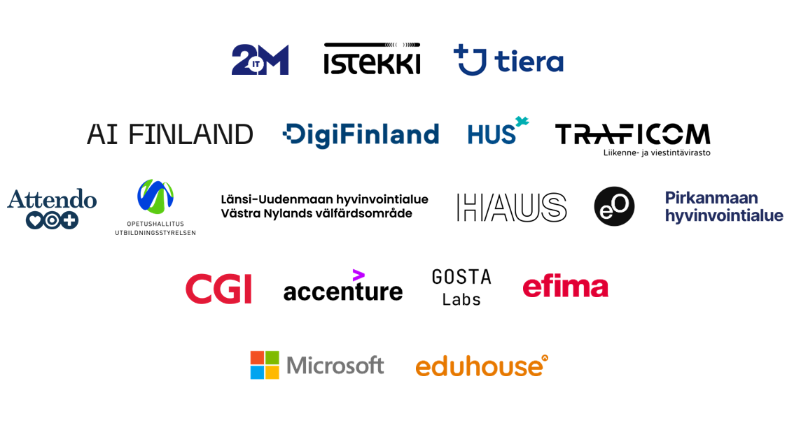 Julkisen sektorin AI-akatemia kumppanilogot