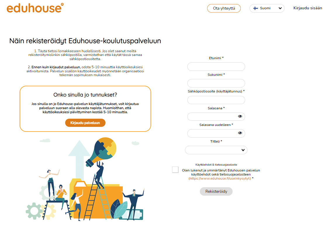 Eduhouse-palvelun kuvakaappaus.